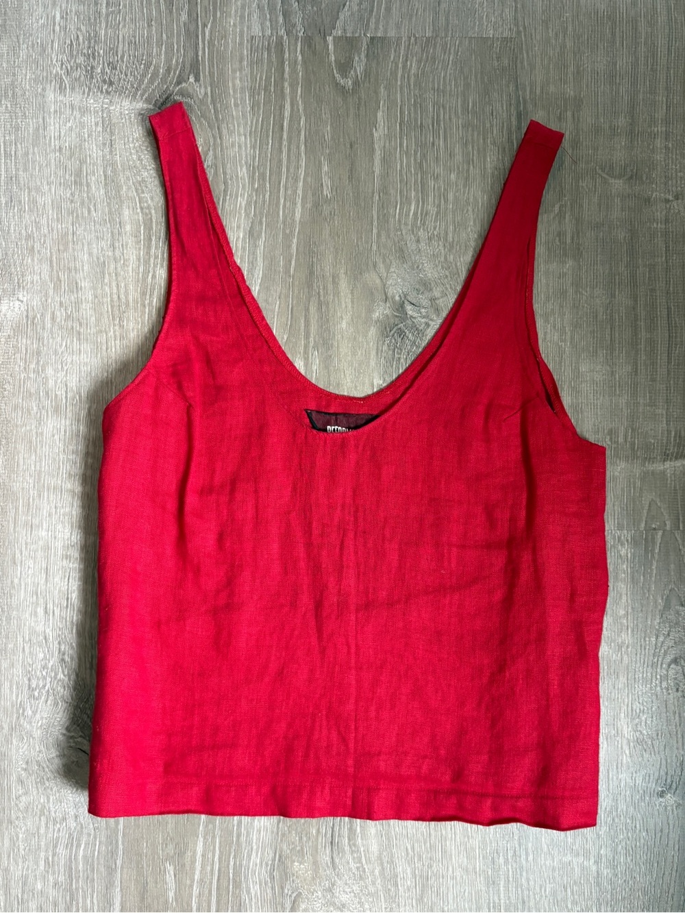 Reformation Red Scoop Neck Tank Boxy Top, 100% linen. Size XS. EUC